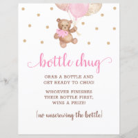 Teddy Bear Pink And Gold Botellería Chug Game