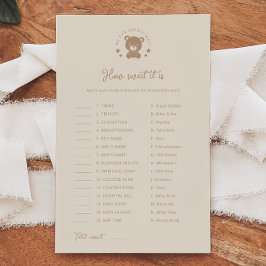 Lámina Teddy Bear Qué Dulce Es El Juego De Baby Shower