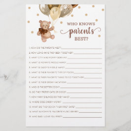 Lámina Teddy Bear quién conoce mejor a los padres en Baby