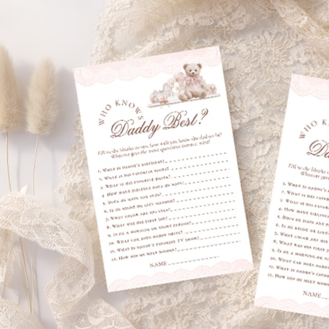 Lámina Teddy Bear Who Knows Daddy Best Baby Shower Game (Subido por el creador)