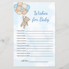 Lámina Teddy Bear Wishes for baby game