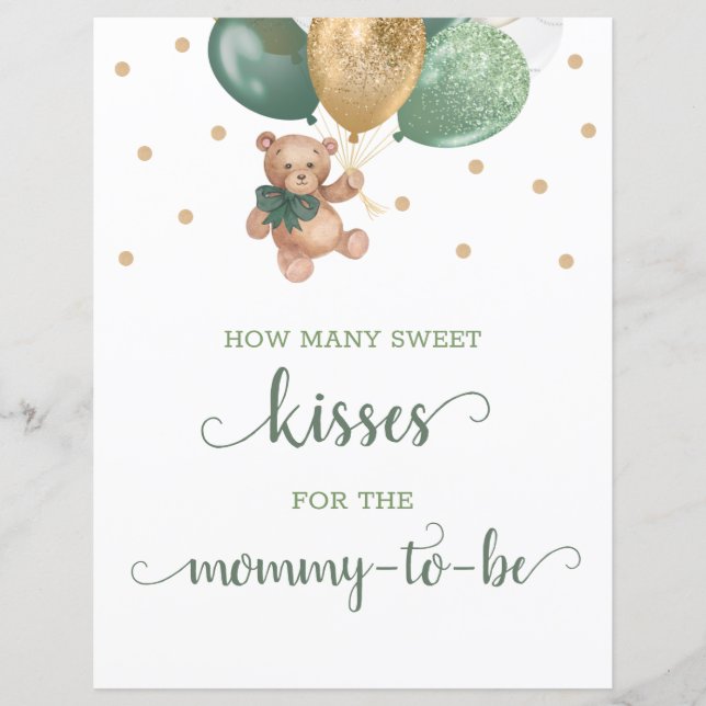 Lámina Teddy Lleva Cuántos Besos En El Rótulo Jar (Anverso)