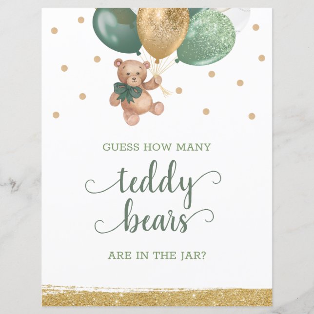 Lámina Teddy OSTIENE Cuántos Osos De Teddy En El Rótulo J (Anverso)