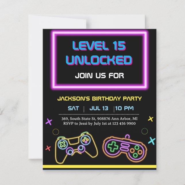 Lámina Teen Gaming Gamer Boy Video Game Player (Anverso)