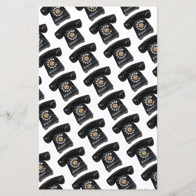 Lámina Teléfono rotario negro vintage (Anverso)