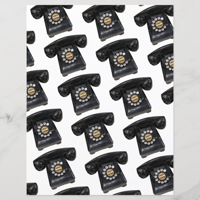 Lámina Teléfono rotario negro vintage (Anverso)