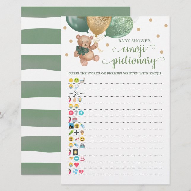 Lámina Tema de juego de imágenes de Emoji de Baby Shower  (Anverso / Reverso)