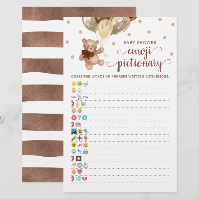 Lámina Tema de juego de imágenes de Emoji de Baby Shower  (Anverso / Reverso)