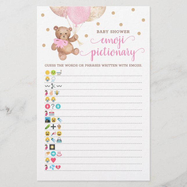 Lámina Tema de juego de imágenes de Emoji de Baby Shower  (Anverso)