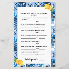 Lámina Tema de mosaico azul Lemon Positano Bridal Shower 