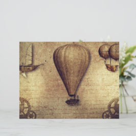Lámina tema de viaje steampunk vintage