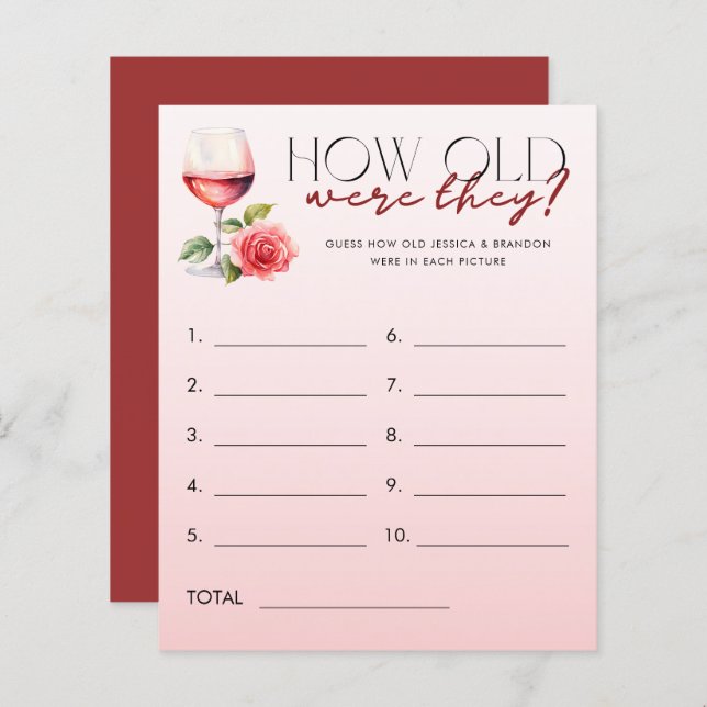 Lámina Tema de Vine Adivinan Cómo Vieja Novia Groom Juego (Anverso / Reverso)