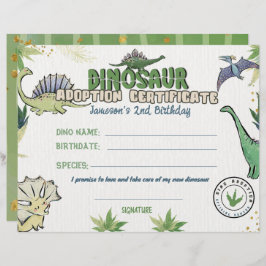 Lámina Tema del Fiesta de dinosaurios, certificado de ado