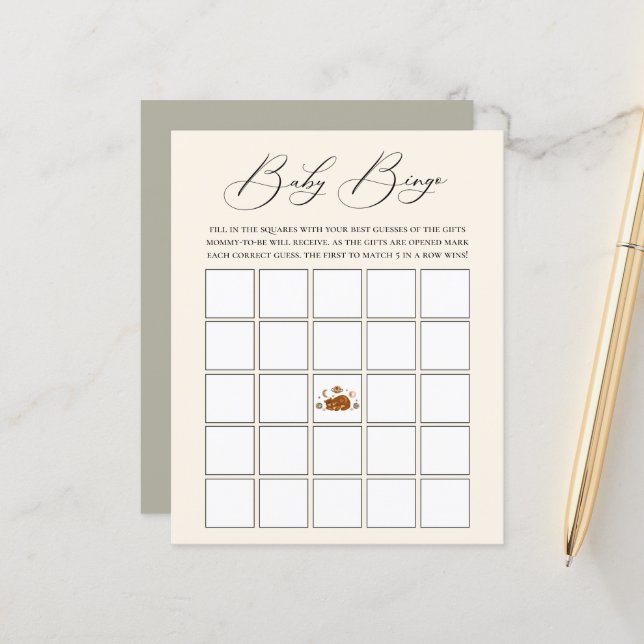 Lámina Tema del oso celeste Juego de Bingo de Bebé (Anverso/Reverso In Situ)