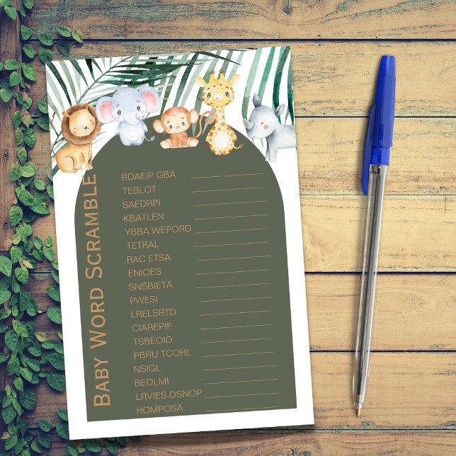 Lámina Tema del Safari de la jungla Juego de la Palabra d (Subido por el creador)