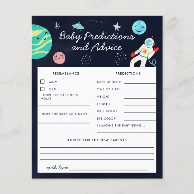Lámina Tema espacial Ducha Predicciones y consejos para b (Anverso)