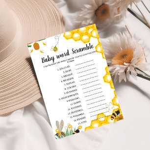 Lámina Temas de abejas palabra scramble bebé ducha juego