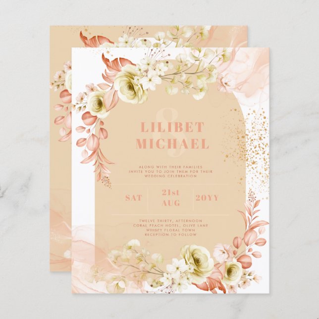 Lámina Temporada Caída Tierra Mezcla Boho Boda Floral (Anverso / Reverso)