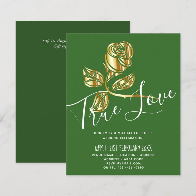 Lámina Tendencia de Presupuestos Verdadero Amor Invitació (Anverso / Reverso)