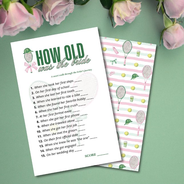 Lámina Tennis Bridal Shower Game How Old Was the Bride  (Subido por el creador)