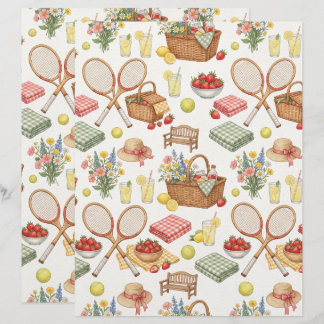 Lámina Tennis Garden Party Picnic & Fruit Scrapbook Paper
