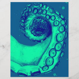 Lámina Tentáculo de pulpo verde azulado y náutico