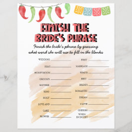 Lámina Termina la frase de la novia | Juego de ducha de n