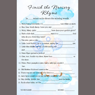 Lámina Terminar el juego de rima de enfermería