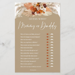 Lámina Terracotta Boho arch Adivina quién es mamá o papá