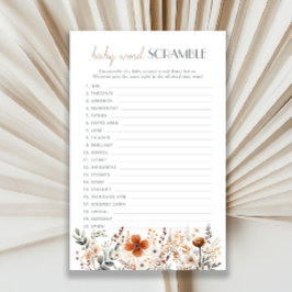 Lámina Terracotta Flor silvestre Baby Shower Word Scrambl