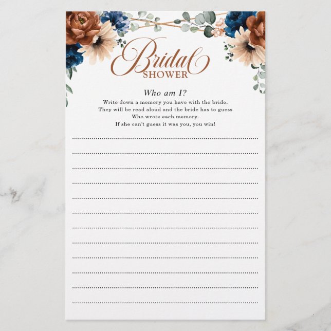 Lámina Terracotta juego de ducha de novia de la Marina (Anverso)