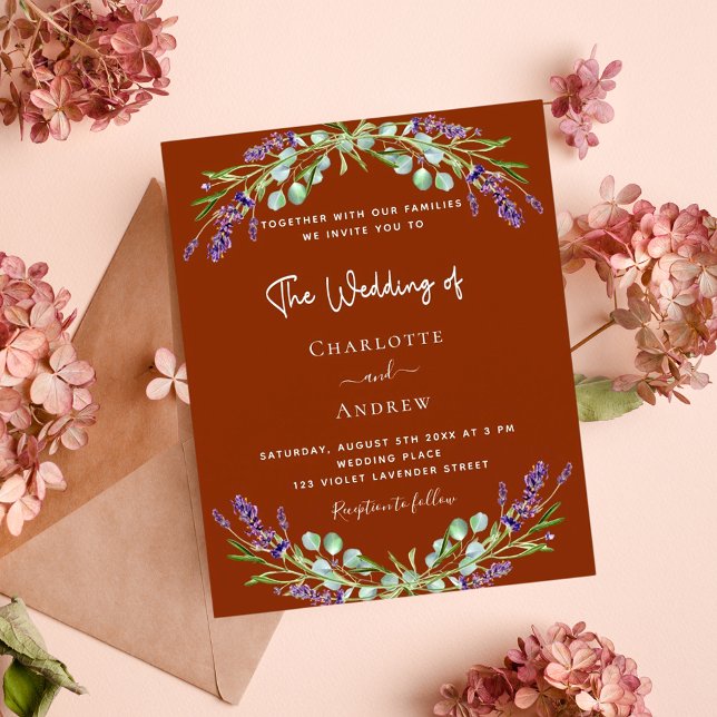 Lámina Terracotta lavender boda de presupuesto de vegetac (Subido por el creador)