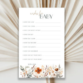 Lámina Terracotta Wildflower Baby Shower Desea Un Bebé