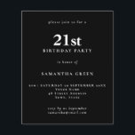 Lámina Texto simple presupuesto Invitación a cumpleaños 2<br><div class="desc">Texto simple presupuesto Invitación a cumpleaños 21 negro. Una alternativa de valor por dinero menor de 4, 5 x 5, 6 pulgadas en defecto de la opción semi brillo que se recomienda para las invitaciones y es un grosor similar al de una postal. La opción de satén es mucho más...</div>