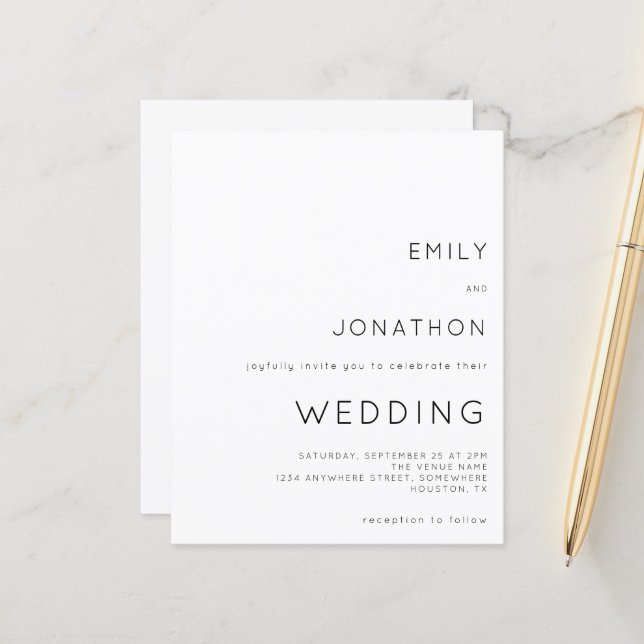 Lámina Texto simple presupuesto Invitación a la boda blan (Anverso/Reverso In Situ)