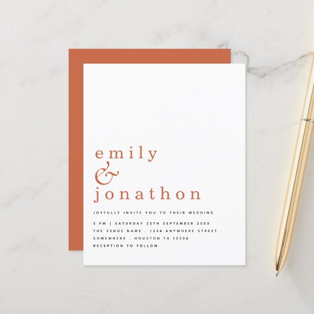 Lámina Texto simple presupuesto Invitación a matrimonio d (Anverso/Reverso In Situ)