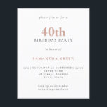 Lámina Texto simple presupuesto Invitación a Rubor 40 cum<br><div class="desc">Texto simple presupuesto Invitación a Rubor 40 cumpleaños. Una alternativa de valor por dinero menor de 4, 5 x 5, 6 pulgadas en defecto de la opción semi brillo que se recomienda para las invitaciones y es un grosor similar al de una postal. La opción de satén es mucho más...</div>