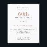 Lámina Texto simple presupuesto Invitación a Rubor 60º cu<br><div class="desc">Texto simple presupuesto Invitación a Rubor 60th Birthday. Una alternativa de valor por dinero menor de 4, 5 x 5, 6 pulgadas en defecto de la opción semi brillo que se recomienda para las invitaciones y es un grosor similar al de una postal. La opción de satén es mucho más...</div>