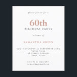 Lámina Texto simple presupuesto Invitación a Rubor 60º cu<br><div class="desc">Texto simple presupuesto Invitación a Rubor 60th Birthday. Una alternativa de valor por dinero menor de 4, 5 x 5, 6 pulgadas en defecto de la opción semi brillo que se recomienda para las invitaciones y es un grosor similar al de una postal. La opción de satén es mucho más...</div>