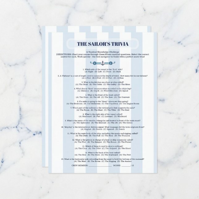 Lámina The Sailor’s Trivia Challenge (Fun for your marine crew.)