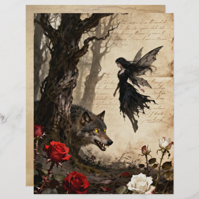 Lámina The Wolf and The Fairy Scrapbook Paper (Anverso / Reverso)