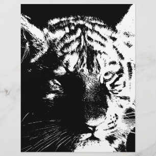Lámina Tigre de arte pop blanco y negro