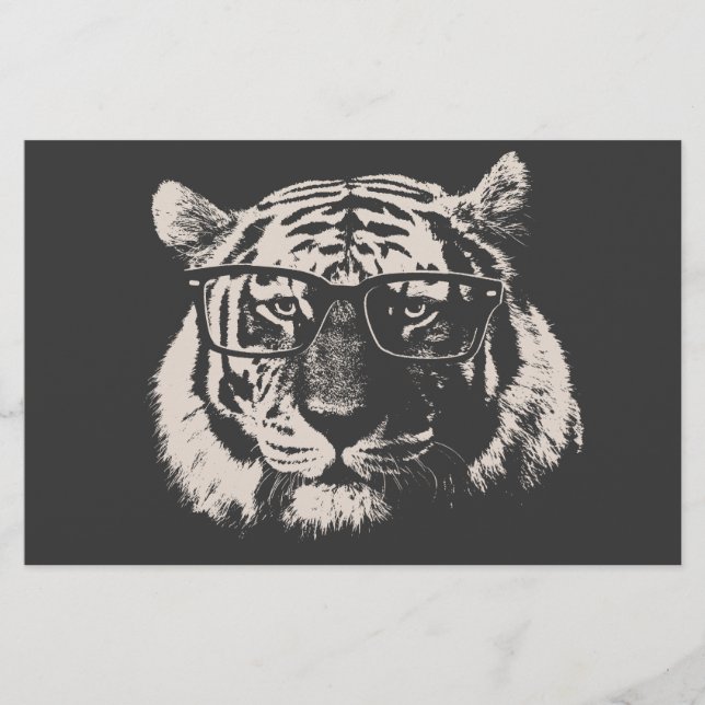 Lámina Tigre Hipster Con Gafas (Anverso)