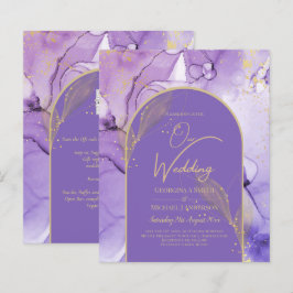 Lámina Tinta Resumen PURPLE GOLD Lavender Wedding INVITE