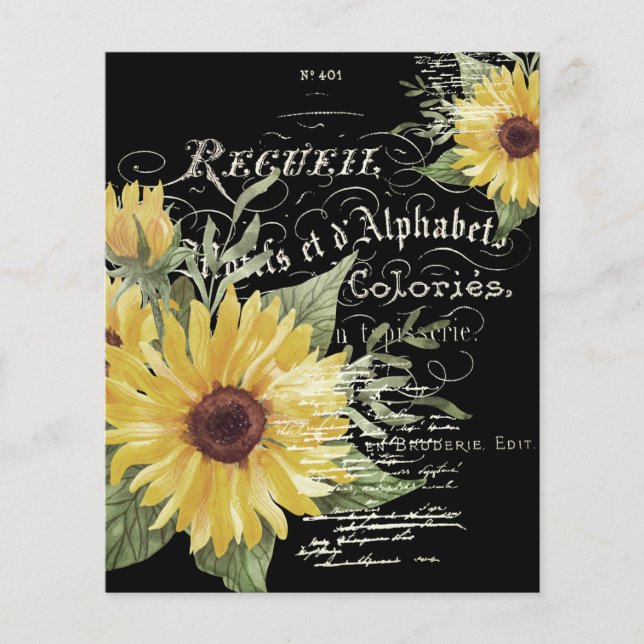 Lámina Tipografía de época y fondo de girasoles (Anverso)