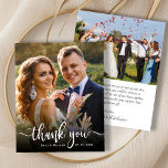 Lámina Tipografía moderna de presupuesto 2 Boda de fotos<br><div class="desc">Budget Modern Typography 2 (dos) Photo Boda Gracias Papel. Modern Stylish boda gracias plantilla que incluye una foto vertical completa en el frente con el texto superpuesto "Gracias" en una caligrafía con letras a mano swash tail font font en blanco en la imagen. ***POR FAVOR, TEN EN CUENTA QUE! ***...</div>