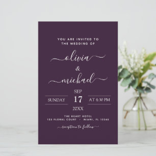 Lámina Tipografía moderna del Boda de ciruelas púrpuras d