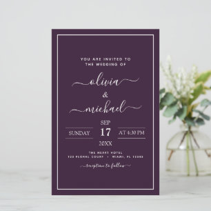 Lámina Tipografía moderna del Boda de ciruelas púrpuras d