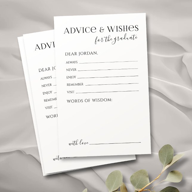 Lámina Tipografía Negra Consejos y deseos modernos de gra (Black Typography Modern Graduate advice & wishes)