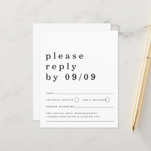 Lámina Tipografía presupuestaria Boda blanca negra RSVP